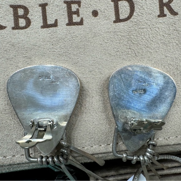 Vintage American Indian Large Sterling Clip On Earrings w/ Turquoise / Dangles - Picture 3 of 3